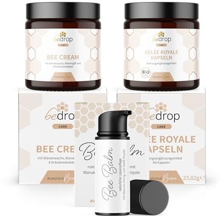 bedrop Wohlfühlset (groß) | Bee Cream (Bienengiftsalbe) + Gelée Royale Kapseln + BeeBalm für Lippen & Mundfalten