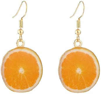 Bimhayuu Früchte Ohrringe Frucht Ohr bolzen Früchte Tropfen Ohrringe Acryl Baumeln Ohrringe Kreative Lustige Nette Anhänger Ohrring für Frauen Mädchen Sommer Strand Schmuck (Orange)