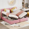 NNJN Letto imbottito idraulico, letto alto in lino delicato sulla pelle, letto matrimoniale multifunzionale (rosa, 180 x 200 cm)