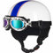 Vintage Casques Moto Bols Demi-Casque de Mobylette Casque Face Ouverte ECE Homologué Casque Jet avec Lunettes pour Cruiser Scoote Casque de Sécurité 1,54-60cm