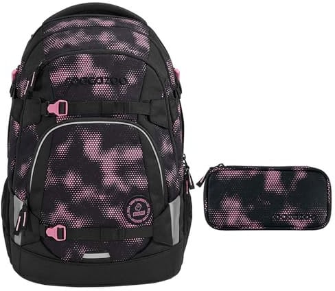 coocazoo MATE Schulrucksack-Set 2tlg inkl. Schlamperbox (Pink Illusion)