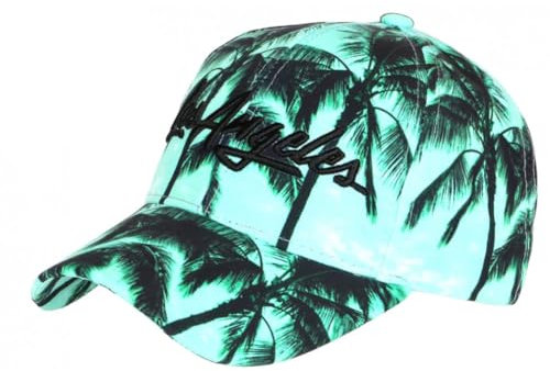 Hip Hop Honour Gorra Los Ángeles Verde y Negro Palmeras Tropical Boreal Béisbol - Tamaño: Talla única - Color: Verde - Unisex, verde, Talla única
