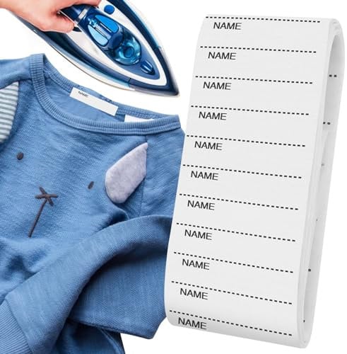 Xinzan 200Pcs Iron on Name Labels for Clothes, Name Tags for Clothes Washable Clothes Labels for Kids, Fabric Labels for Children’s School Uniform, Kids School