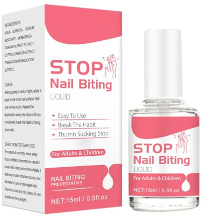 Smalto Amaro Per Bambini e Adulti, Liquido Anti-mangiarsi Le Unghie, Al Succhiamento Del Pollice 15 Ml