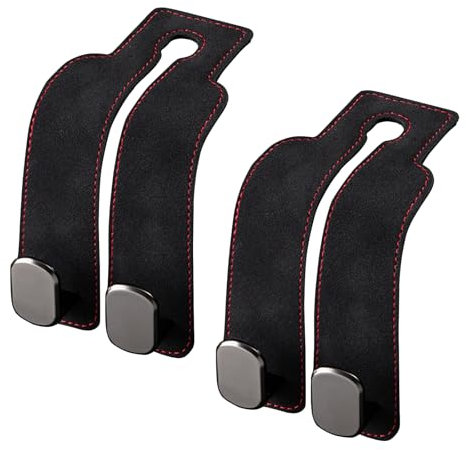 Wondora 2 Stück Autositz Doppelhaken Rückenhaken, Doppelhaken für Autositzrückseite, Leder Auto Lagerung Haken, Geeignet für Hängetaschen, Einkaufstaschen, Kinderspielzeug, als Handyhalter