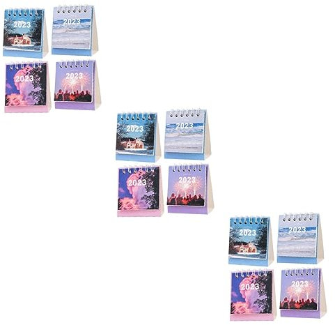 12 Stk 2023 Mini-Tischkalender büromaterial tischkalender basteln Büro kleiner Kalender kleiner Tischkalender übersichtlicher Tischkalender zum Drucken Tischkalender Dekoration SEWACC