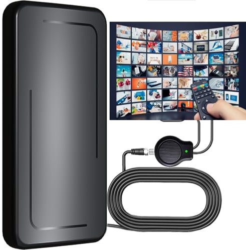 Rewave TV-Antenne DVBT2 Antenne – Freeview Digitale TV-Antenne für den Innenbereich mit starkem Signal, 360° & 2000+ Meilen Reichweite, unterstützt UKW/UHF/DAB-Radio/4K/1080P