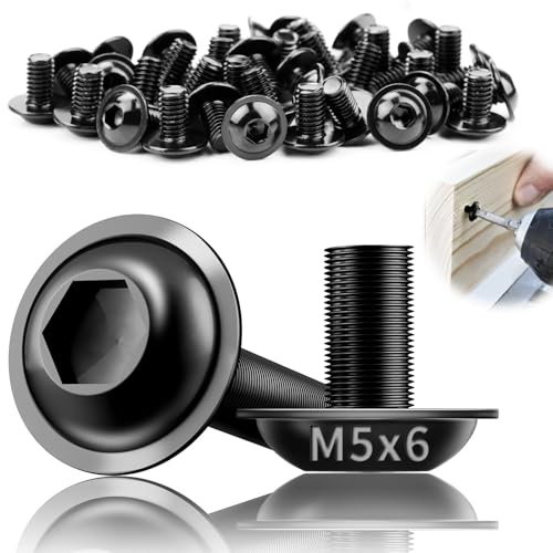 TXXATX 70 Pezzi Viti Testa Bombata con Flangia Acciaio Inox M5x6 mm Viti M5 Bullone ISO 7380-2 Piatta A2 V2A per Gambe Tavolo Costruzione Veicoli Legno Impalcature