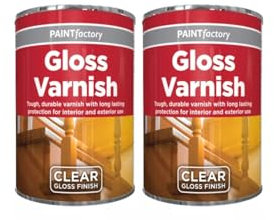 DIOXSTAR Clear Gloss Varnish Tin Paint, Tough, Fast Drying, Gloss Finish, Durable Varnish, Long Lasting Protection for Interior and Exterior Use, 300ml (2 PCS)
