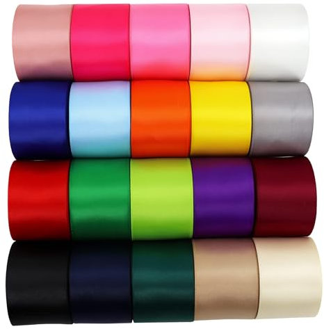 CEYERibon Gesicht SatinBand 20 Vollfarbband Sortiment, 38mm X 1.8m Jeder Gesamt 36m pro Paket, für Geschenk Verpackung Bänder für Handwerks Haar Bänder, Hochzeitsdekoration,Schleifen
