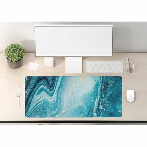 Woutay Desk Pad,Blue Marble,Large Mouse Mat,Office Desk Accessories