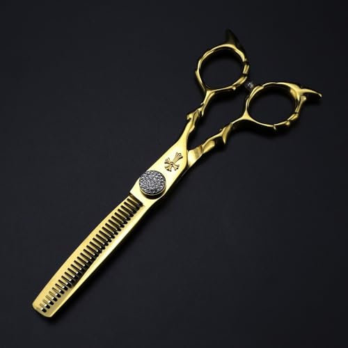 OLSKFUH Haarschneideschere, 6 Zoll, Professionelle Japanische 440C-Kreuzschere, Hochwertige Haarschere, Effilierschere Für Den Haarschnitt, Friseurschere,Thinning