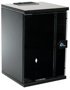 Koscom Connect Netzwerkschrank 9 HE I Serverschrank 10 Zoll I Wandmontage 312 x 300 x 464 mm I voll montiert I Server Gehäuse mit abschließbarer Glastür I Traglast 60 kg I Schwarz