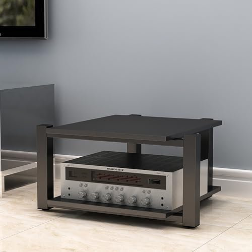 CASEGO Medienständer, bodenstehendes Audio-Rack, Mobile Medienaufbewahrungsständer, Spieleständer, HiFi-Rack, Audio-Komponentenschrank, einfach (Black 70x55x40cm)