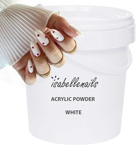 Isabellenails Poudre acrylique pour ongles - Poudre acrylique professionnelle pour extensions d'ongles, modelage des ongles, blanche, 1 l