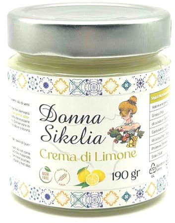 Crema di Limone Siciliano – Spalmabile e Senza Glutine, con Limoni di Sicilia 45% e Burro di Cacao – Senza Conservanti e Coloranti | 190g - Donna Sikelia