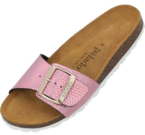 Palado Pantoletten Damen Malta EGS Canada by Sila Sahin - bequeme Sandalen Made in Spain - Hausschuhe mit Kork-Fußbett - modische Sommerschuhe Rosa UK5,5 - EU38