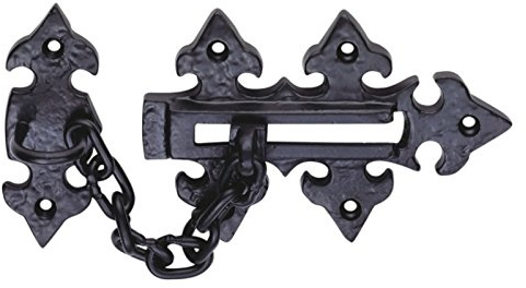 Kooples Hardware Black Antique Door Chain – 135mm x 85mm Traditional Wrought Iron Security Chain for Wooden Doors