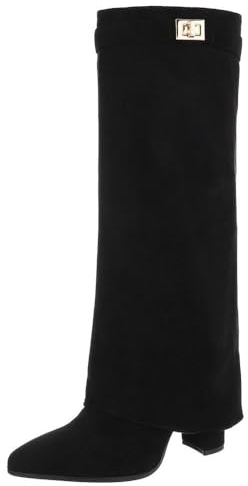 Ital Design Damenschuhe Stiefel High-Heel Stiefel, DES8063S-, Textil, Schwarz, Gr. 41