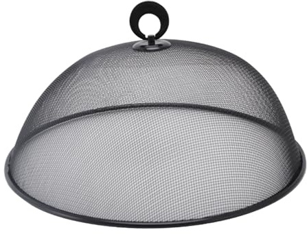 Food Covers Food Plate Covers Dustproof Stainless Steel Plates Bowls Dishes Cover Food Protection Mesh Net for Picnics Barbecue camping (black-28cm)
