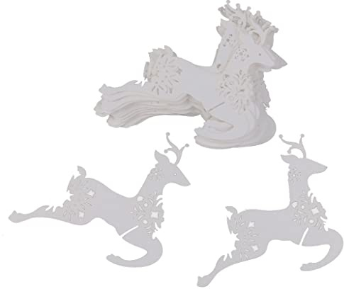 50 Wine Glass Name Place Card Reindeer Shape White