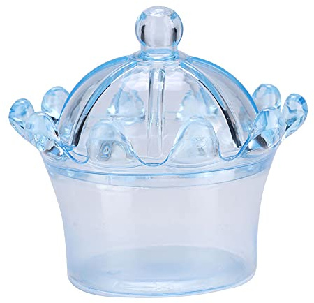 LUCKDANO Hochzeitsbevorzugungsboxen, Babyparty -Favorboxen Party Favor Box Transparent Crown Plastik 12pcs für Hochzeiten, Geburtstage, Party Gefälligkeiten (BLUE)