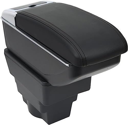 Armlehne mit Staufach/Getränkehalter/Aschenbecher Mittelarmlehne Kunstleder Abdeckung Schwarz Mittelkonsole für Dacia Duster 2 2017-2024