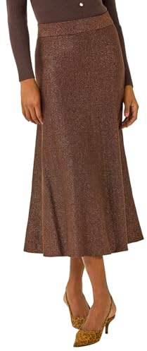 Roman Knitted Skirt for Women UK Ladies Midi Maxi Full Length Winter Autumn A-Line Swing Pull On Smart Casual Work Office Elasticated Waist Flattering Knit Knitwear