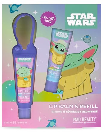 Star Wars Grogu Lip Balm & Refill Set | Officially Licensed | Reusable Silicone Holder | Coconut & Lime | Moisturising | Mad Beauty
