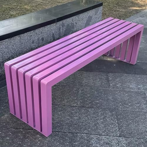 LIMENQIN Gartenbank, Terrassenbank aus Metall, Wetterfeste Parkbänke Ohne Rückenlehne, Keine Montage Erforderlich(Purple,120cm/47.2in)