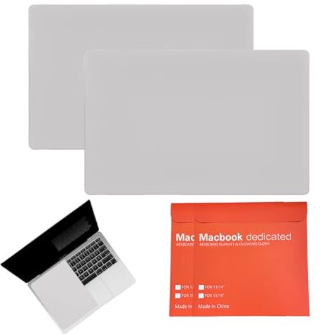 ZORTVUL 2 Stück Tastaturschutz, Bildschirm Tastatur Abdruckschutz, Mikrofaser-Einsatz Und Reinigungstuch, Kompatibel Mit Mac Book Pro (15 Zoll Und 16 Zoll)