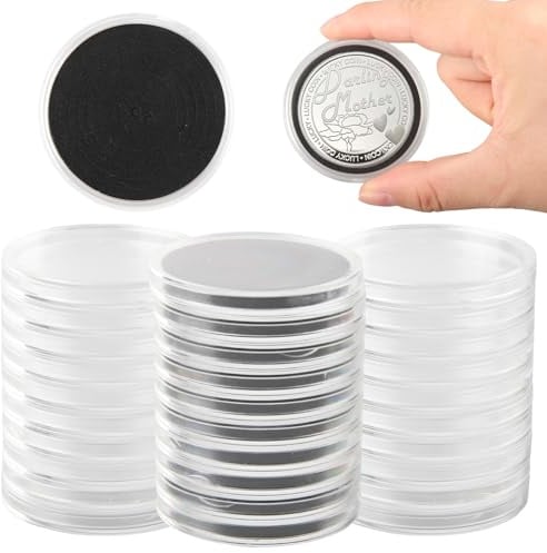 JINXIAN 30 Pièces Ensembles de Capsules 45 mm Classeur Pièce 2 Euros | 5 Tailles (20/25/30/35/40 mm) Entretoises en Réglables Caisse Monnaie pour Album Monnaie Collection et Rangement