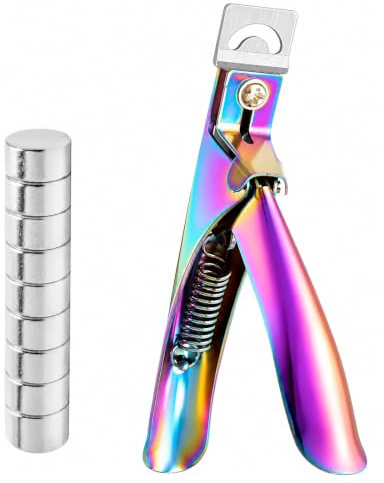 Nagelknipser Gelnägel Nail Cutter Nägel Tip Cutter Nagelschneider Flacher Nagelknipser Nail Clipper Kunstnagel Knipser Falsche Nagelknipser Gelnägel mit 10 Magnet für Acrylnägelr (Regenbogen)