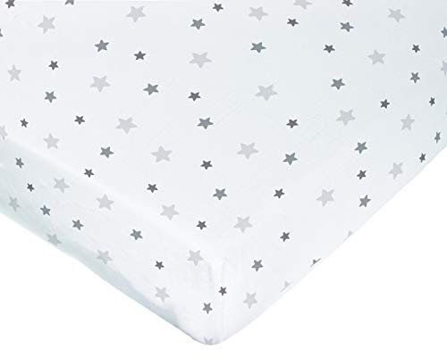 poyetmotte Spannbetttuch, wasserdicht, 60 x 120 cm, grau Sterne