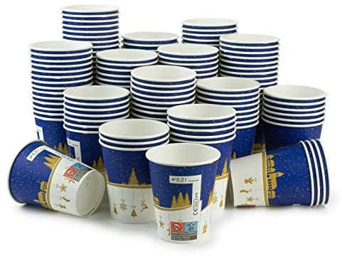 600 x Mulled Wine Cups, Paper Cups (sustainably Produced) Winter Motif with 200 ml Filling Volume