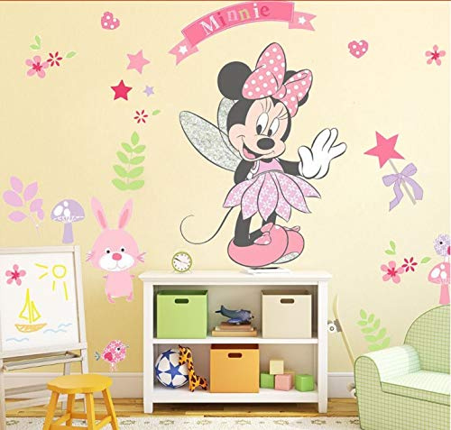 Mouse Minnie Mouse stelle cuori Mondo delle fiabe Adesivo da parete Murale Art Deco Casa Decorazione della parete Decorazione decalcomanie Stanza del bambino