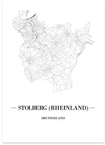 JUNIWORDS Stadtposter - Wähle Deine Stadt - Stolberg (Rheinland) - 40 x 60 cm Poster - Schrift A - Weiß