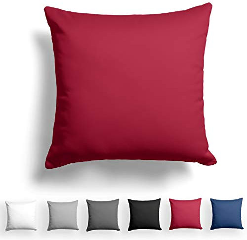 Alreya Mako Satin Kissenbezug 50 x 50 cm - 100% Baumwolle mit Reißverschluss, Superweicher Kopfkissenbezug, Kissenhülle, Oeko-TEX® Standard Zertifiziert, Rot, nur Kissenbezug