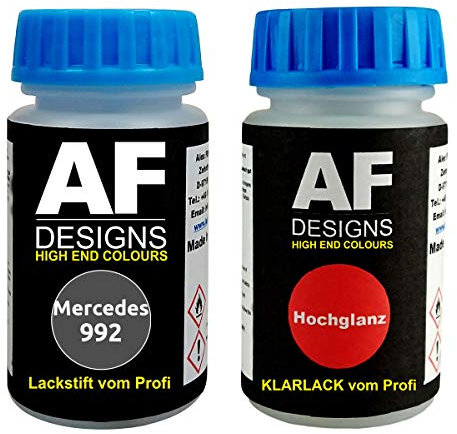 Lackstift für Mercedes/Daimler Benz 992 Selenitgrau Metallic + Klarlack je 50ml Autolack Basislack Set