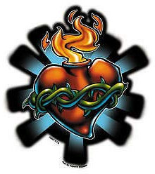 Sticker-Designs 10cm! Klebe-Folie Wetterfest Made-IN-Germany:Flaming Sacred Heart Barbed Wire Vinyl Window RV Artwork by FTS C276 UV&Waschanlagenfest Auto-Aufkleber Profi-Qualität