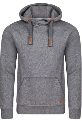 riverso Hoodie Herren Regular Fit RIVNiklas Kapuzenpullover Pullover Cross-Over-Kragen Grau S (S, Grey Melange Standard 2 (BJD))