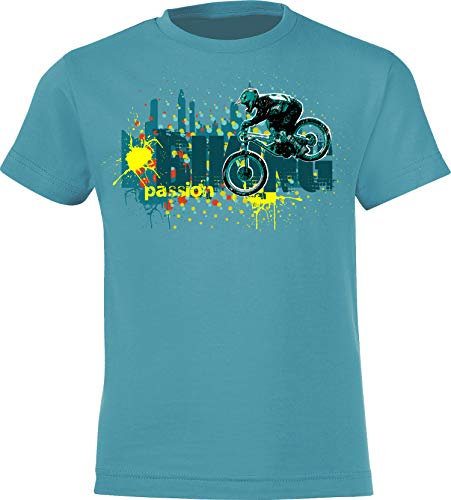 Fahrrad T-Shirt Kinder - Biking Passion - Mountainbike - Sportbekleidung Jungen & Mädchen - Outdoor Kleidung (Swimming Pool 134-146)