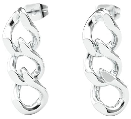 THIORA Glieder Ohrringe Damen Silber | Edelstahl Ohrstecker | Statement Kettendesign | Chain Ohrringe Gliederkette, 23mm