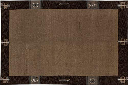 Lifetex.eu Großteppich Nepali modern mit Bordüre ca. 200 x 300 cm Braun handgeknüpft Schurwolle Modern hochwertiger Teppich