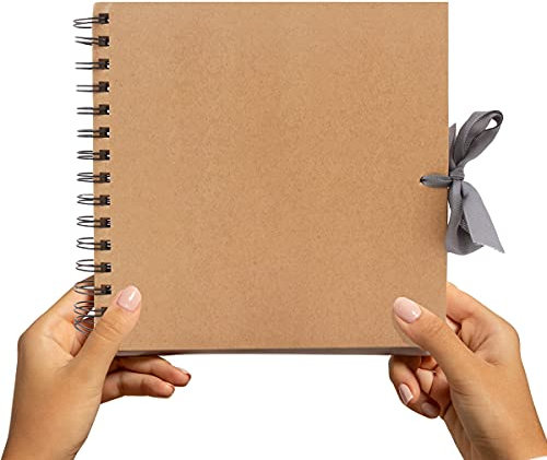 Styloo Quadratisches braunes Sammelalbum, Fotoalbum, 50 Blatt, 20 x 20 cm, Bastelpapier, Scrapbooking, Kunst- und Bastelprojekte (Medium, Braun)