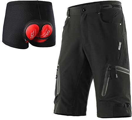 ARSUXEO Herren Radhose Loose Fit MTB Shorts Wasserabweisende Outdoor Sporthose mit 7 Taschen 1202 001B Schwarz XXL
