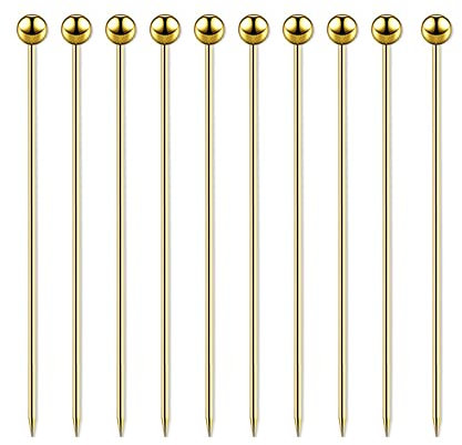 10 palillos de cóctel de acero inoxidable, palitos de frutas reutilizables de acero inoxidable, brochetas de Martini para bebidas de oliva, juego de púas para eventos de fiestas navideñas