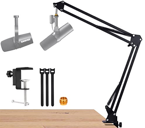 Shure SM7B & MV7 Boom Arm – Support de bureau pour micro – Parfait pour les podcasts, les jeux, l'enregistrement