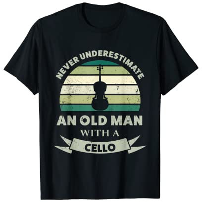 Lustiges Geschenk eines alten Mannes mit einem Cello T-Shirt