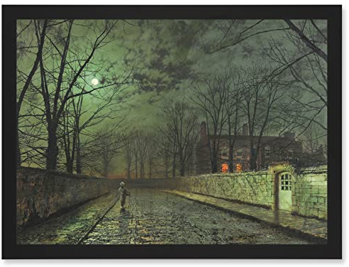 Artery8 John Atkinson Grimshaw Moonlit Street Old Master Painting Artwork Framed Wall Art Print A4